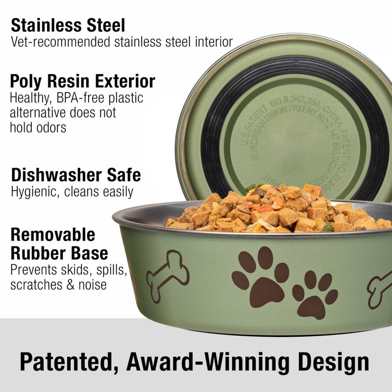 Loving Pets Bella Dog Bowls- Stainless Steel Dog & Cat Bowls - Spill Proof Dog Food Bowl, Cat Bowl, Puppy Essentials & Pet Supplies Great for Home & Travel (Small 10-20 lbs, Artichoke) - Image 2